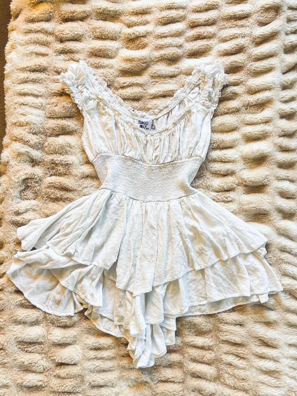 Princess Polly - White Ruffled Swiss Dot Romper